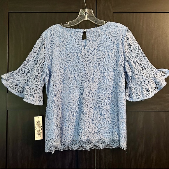 Nanette Lepore Lace Overlay Blouse - NWT Blue XS - Picture 2 of 12